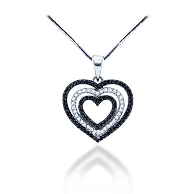 Black Diamond Heart Pendant .69 Carat Total Weight 0.69 Carat Total Weight