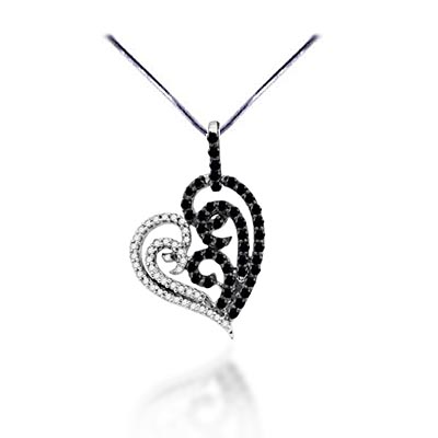 Artistic Diamond Heart Pendant .63 Carat Total Weight 0.65 Carat Total Weight