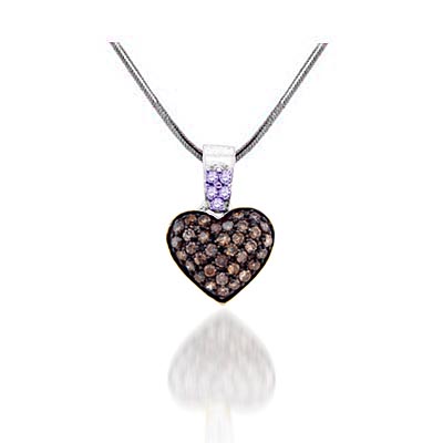 Diamond Heart Champagne Pendant 3/8 Carat Total Weight 3/8 Carat Total Weight