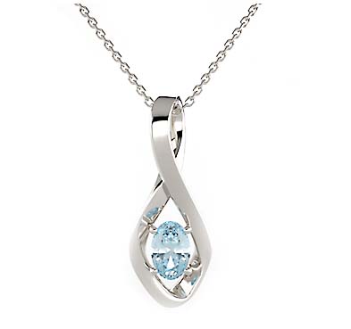 Aquamarine Oval Cut Pendant 1/2 Carat Total Weight