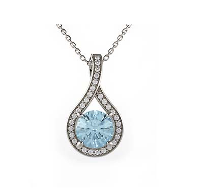 Diamond Aquamarine Pendant 3/4 Carat Total Weight