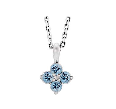 Aquamarine Flower Pendant .15 Carat Total Weight