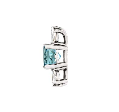 Accented Aquamarine Diamond Pendant 0.95 Carat Total Weight