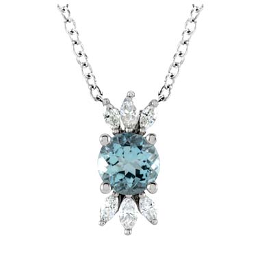 Accented Aquamarine Diamond Pendant 0.95 Carat Total Weight