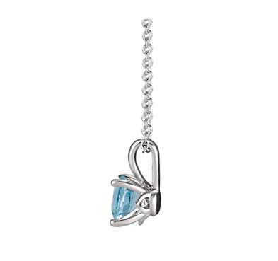 Aquamarine Solitaire Nacklace Pendant 0.29 Carat Total Weight