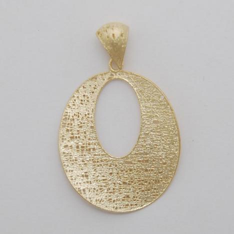 14K Yellow Gold Open Oval Potato Chip Pendant