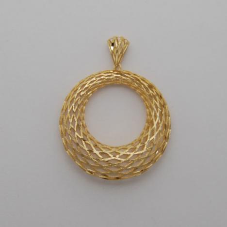 14K Yellow Gold Medium Graduated Weave Pendant