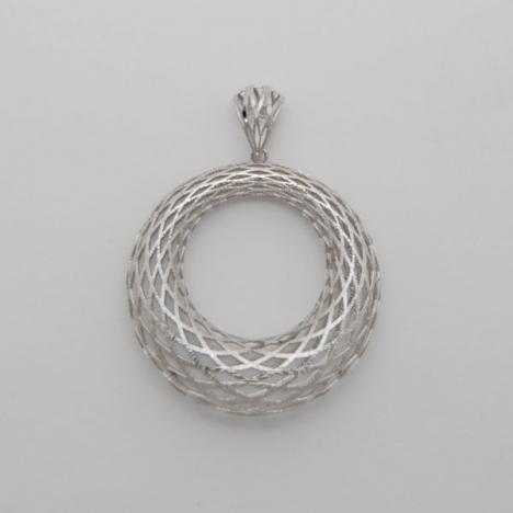 14K White Gold Medium Graduated Weave Pendant