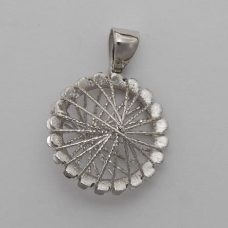 14K White Gold Wire Wrapped Round Pendant