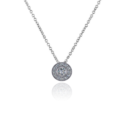 Round Halo Bezel Set Diamond Button Pendant 5/8 Carat Total Weight