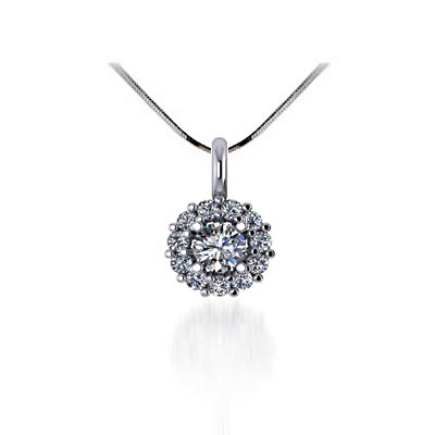 Round Halo Diamond Pendant 1/2 Carat Total Weight