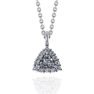 Trillion Cut Drop Halo Pendant 3/8 Carat Total Weight