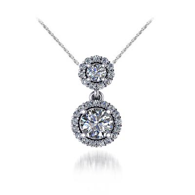 Two Stone Halo Diamond Pendant [C15247] | USA Jewels