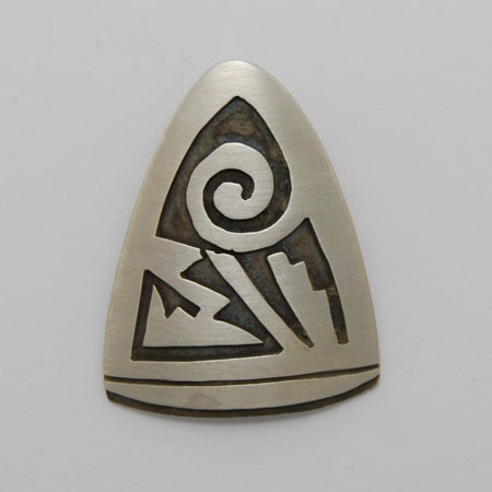 23mm x 30mm Sterling Silver Whirlwind Shield Pendant - Nathan Fred (artist)