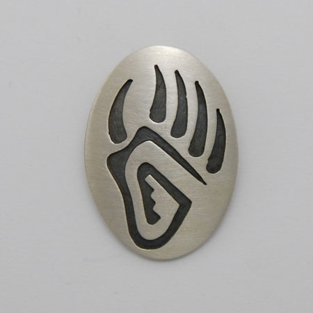 20mm x 30mm Sterling Silver Oval Bear Paw Pendant - Nathan Fred