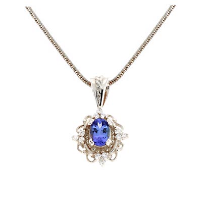 Tanzanite and Tri Diamond Cluster Pendant 1.07 Carat Total Weight