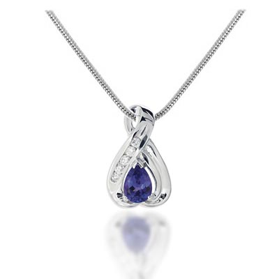 Pear Shape Tanzanite and Diamond Pendant 0.82 Carat Total Weight