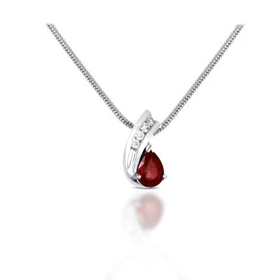 Pear Shape Ruby & Diamond Pendant .90 Carat Total Weight