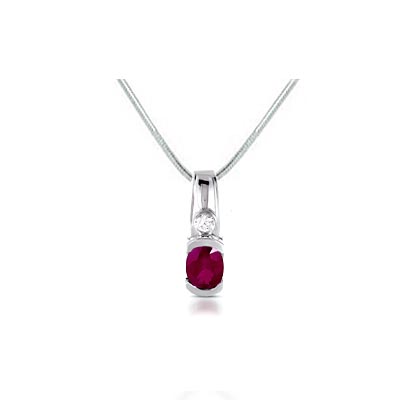 Half Bezel Oval Ruby & Diamond Pendant 1.0 Carat Total Weight