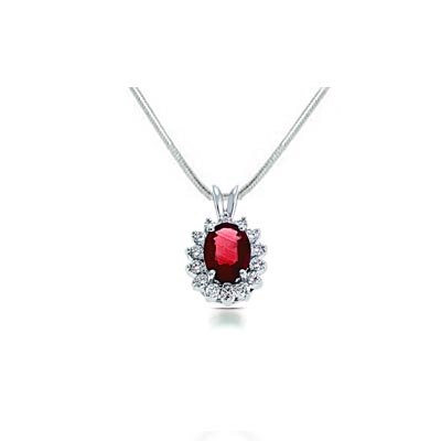 Red Ruby & Diamond Pendant 2.0 Carat Total Weight