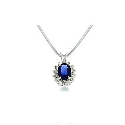 Blue Sapphire & Diamond Pendant 1.94 Carat Total Weight