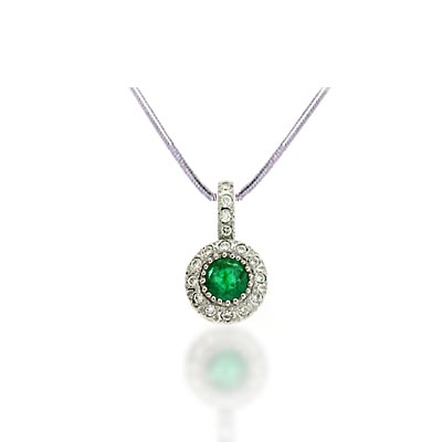 Emerald & Diamond Pendant 0.71 Carat Total Weight