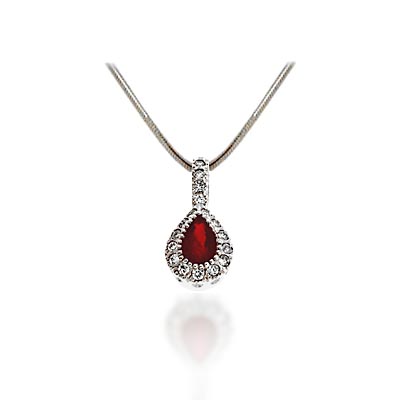 Pear Shape Ruby & Diamond Pendant 0.64 Carat Total Weight