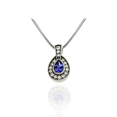 Pave Set Oval Tanzanite & Diamond Pendant 1.04 Carat Total Weight