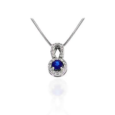 Blue Sapphire & Diamond Pendant 1.05 Carat Total Weight