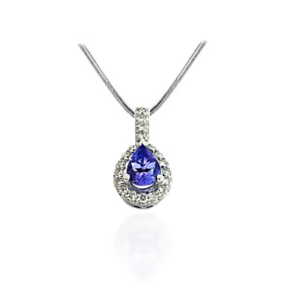 Trillean Cut Tanzanite & Diamond Pendant 1.36 Carat Total Weight