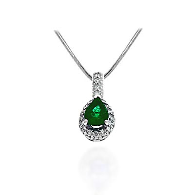 Emerald Trilean Cut & Diamond Pendant 1.3 Carat Total Weight