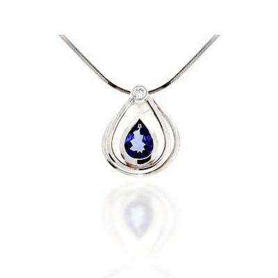 Pear Shape Tanzanite & Diamond Pendant 1.14 Carat Total Weight