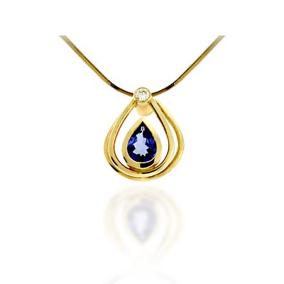 Pear Shape Tanzanite & Diamond Pendant 1.14 Carat Total Weight