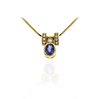 Oval Tanzanite & Diamond Pendant 1.62 Carat Total Weight