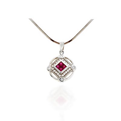 Ruby & Diamond Amulet Pendant 3/4 Carat Total Weight