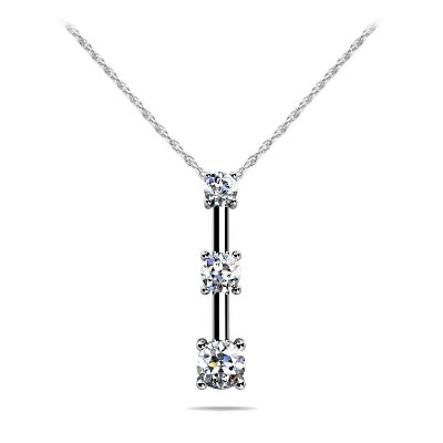 Diamond 4 Prong Set 3 Stone Pendant 1/4 Carat Total Weight