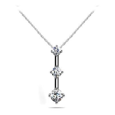 4 Prong Set Diamond 3 Stone Pendant 1/4 Carat Total Weight