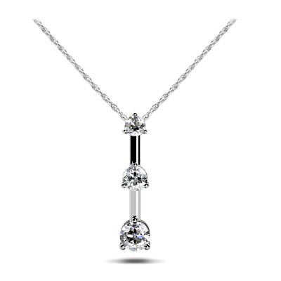 Diamond 3 Prong 3 Stone Pendant 1/4 Carat Total Weight