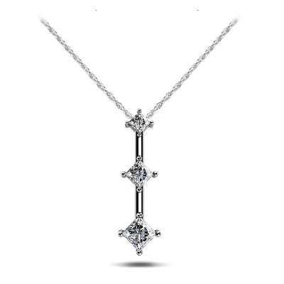 Princess Cut 3 Stone Pendant 1/4 Carat Total Weight