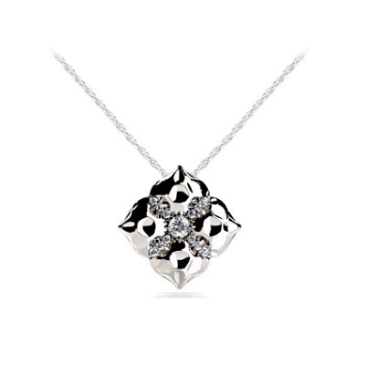 Magnolia Flower Diamond Designer Pendant 1/2 Carat Total Weight