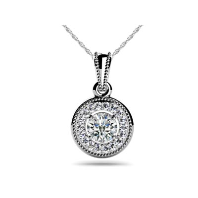 Sculptural Single Link Halo Diamond Pendant 0.64 Carat Total Weight