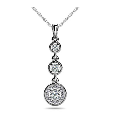 Three Stone Designer Pendant 1.0 Carat Total Weight