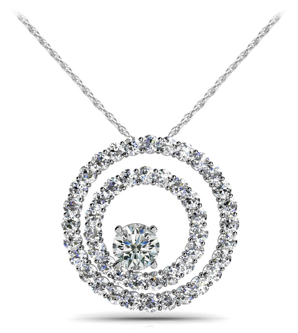 Off Center Diamond Circle Pendant 1/2 Carat Total Weight