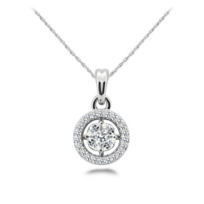 Five Stone Cluster Halo Diamond Pendant 0.95 Carat Total Weight