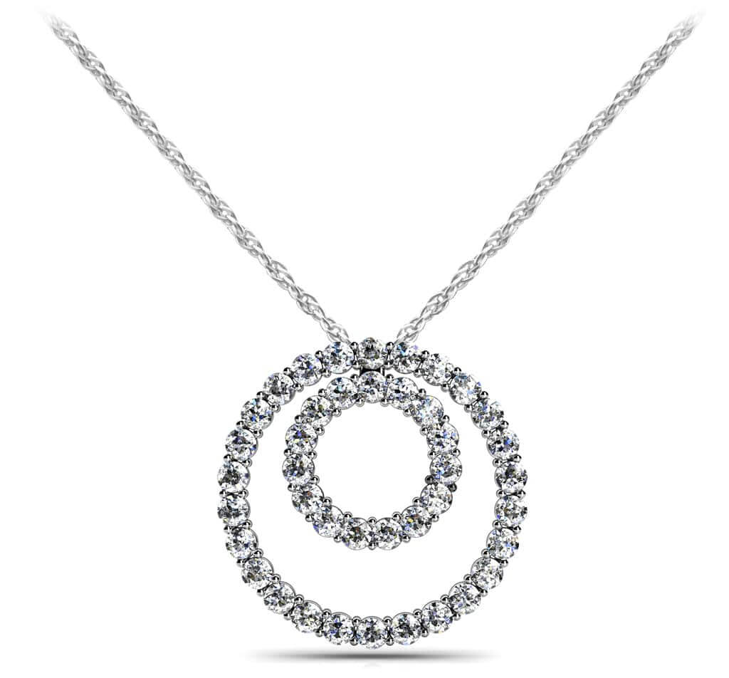 Double Diamond Circle Pendant 0.68 Carat Total Weight