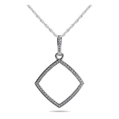 Single Row Square Diamond Pendant 1/4 Carat Total Weight