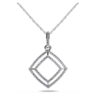 Double Row Square Diamond Pendant 3/8 Carat Total Weight