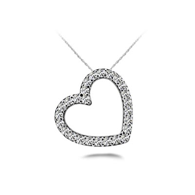 Slanted Circle of Life Heart Diamond Pendant 0.45 Carat Total Weight