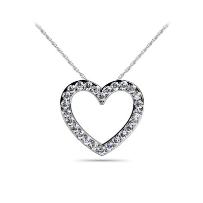 Slanted Circle of Life Heart Diamond Pendant 0.45 Carat Total Weight