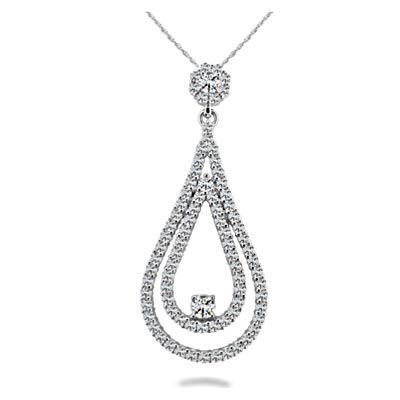 Solitaire Double Leaf Halo Bail Pendant 0.8 Carat Total Weight